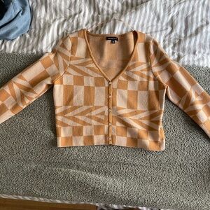 Kendall & Kylie Geometric Tan and Cream Cardigan